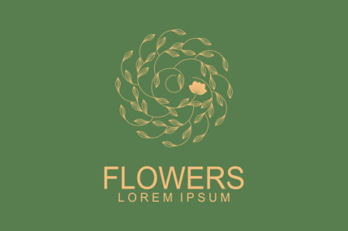 Hand drawn floral wreaths, floral logo, vector graphic circle frames logo