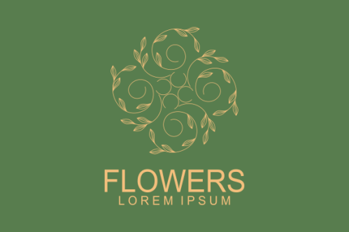 Hand drawn floral wreaths, floral logo, vector graphic circle frames logo