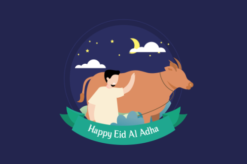 Flat people celebrating eid al-adha illustration