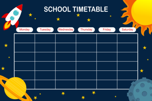 Kids school planner grafis. School timetable for student