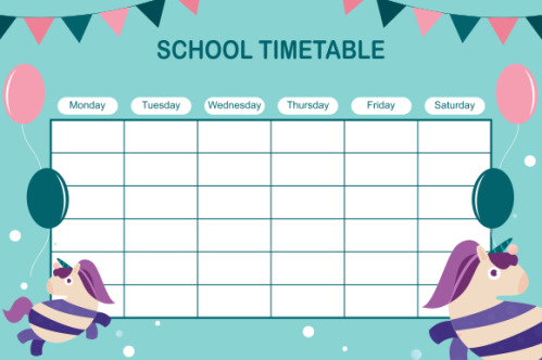 Kids school planner grafis. School timetable for student
