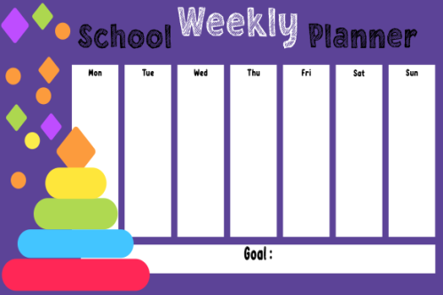 Kids school planner grafis. School timetable for student
