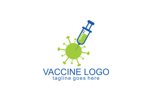 Logo design virus vaccine injection