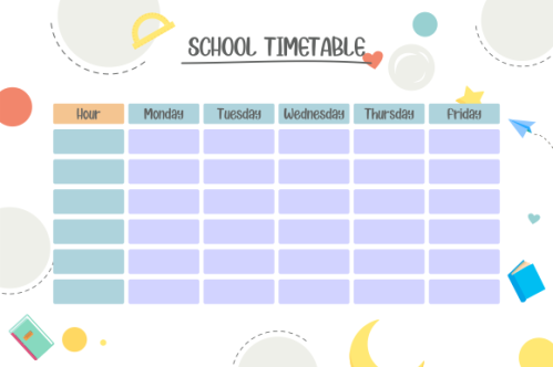 Kids school planner grafis. School timetable for student