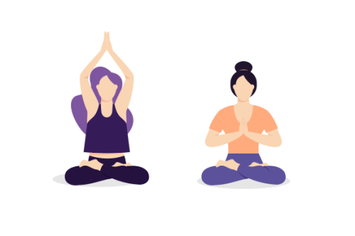 Set of people meditating concept illustration