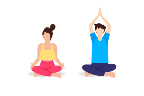Set of people meditating concept illustration