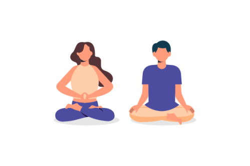 Set of people meditating concept illustration