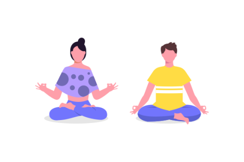 Set of people meditating concept illustration