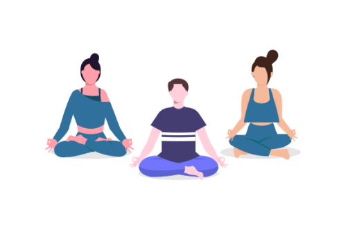 Set of people meditating concept illustration