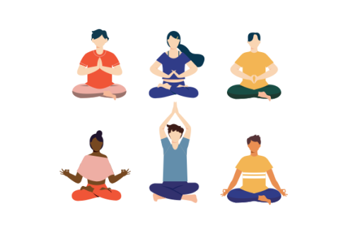 Set of people meditating concept illustration