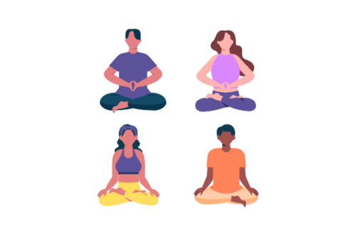 Set of people meditating concept illustration