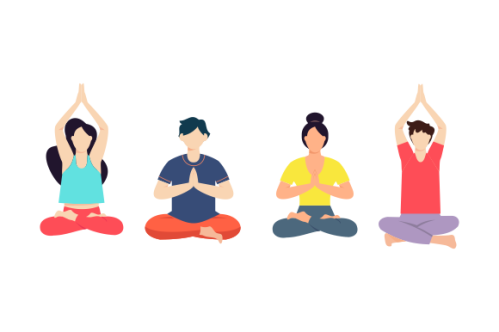 Set of people meditating concept illustration