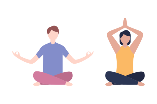 Set of people meditating concept illustration