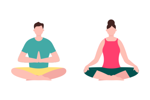 Set of people meditating concept illustration