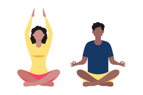 Set of people meditating concept illustration