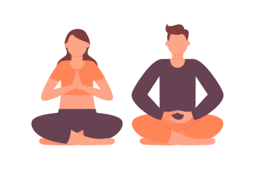 Set of people meditating concept illustration