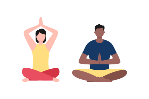 Set of people meditating concept illustration