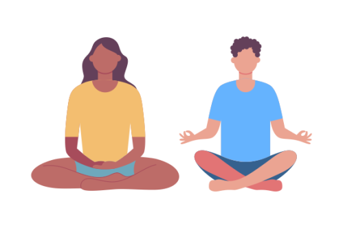 Set of people meditating concept illustration
