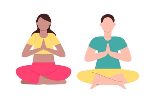 Set of people meditating concept illustration