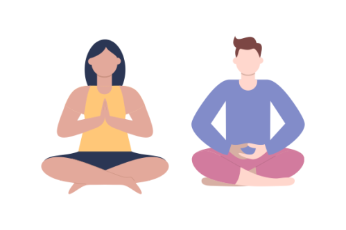 Set of people meditating concept illustration