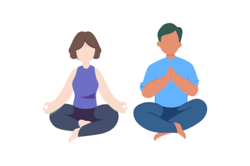 Set of people meditating concept illustration
