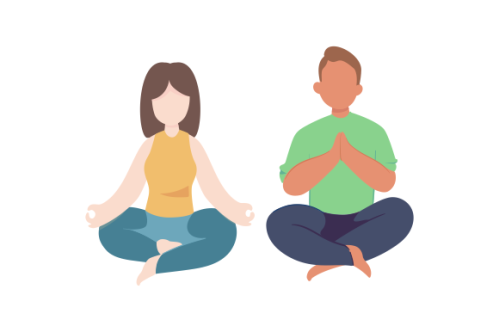 Set of people meditating concept illustration