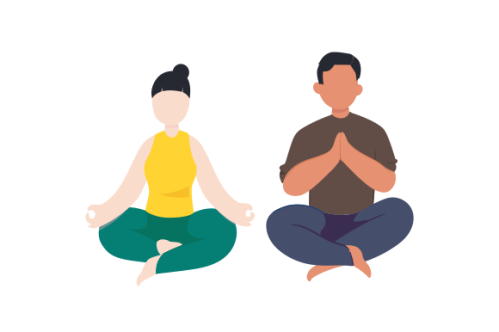Set of people meditating concept illustration
