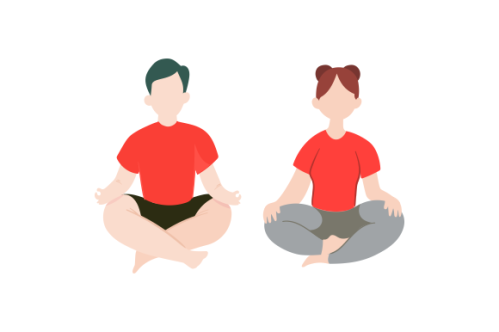Set of people meditating concept illustration