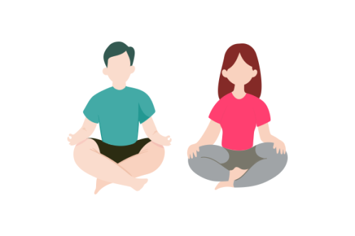 Set of people meditating concept illustration