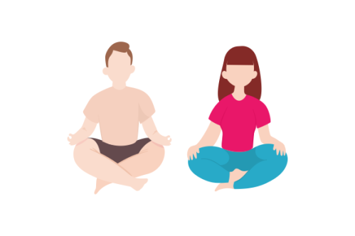 Set of people meditating concept illustration