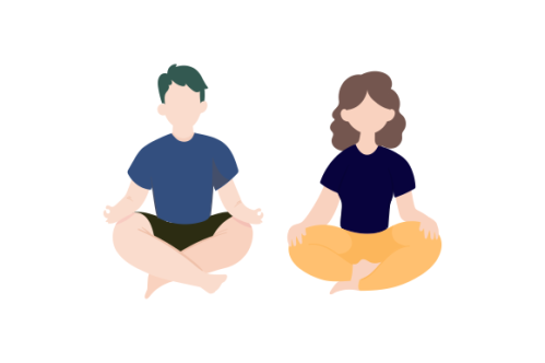 Set of people meditating concept illustration