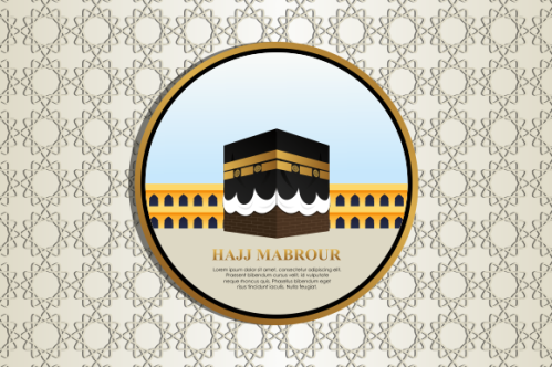 Islamic pilgrimage with kaaba for hajj mabroor