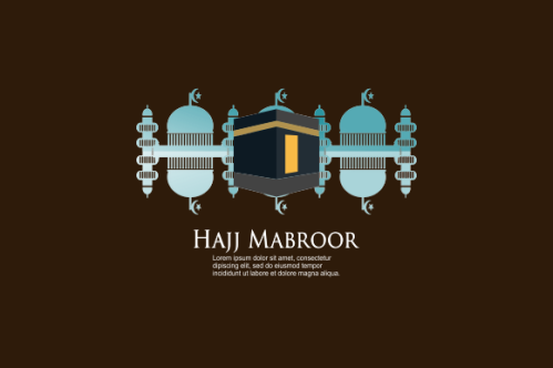 Islamic pilgrimage with kaaba for hajj mabroor