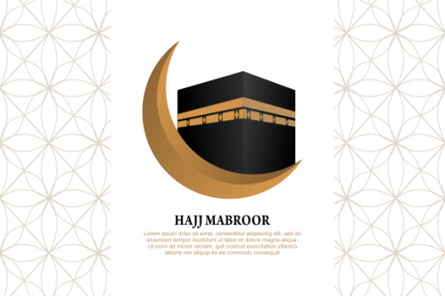 Islamic pilgrimage with kaaba for hajj mabroor