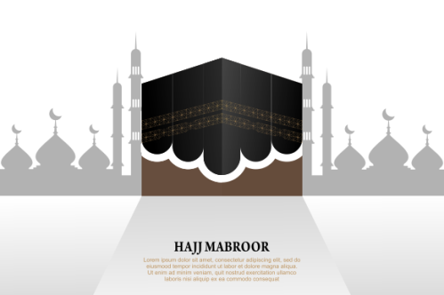 Islamic pilgrimage with kaaba for hajj mabroor