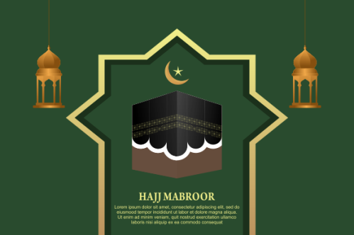 Islamic pilgrimage with kaaba for hajj mabroor