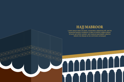 Islamic pilgrimage with kaaba for hajj mabroor