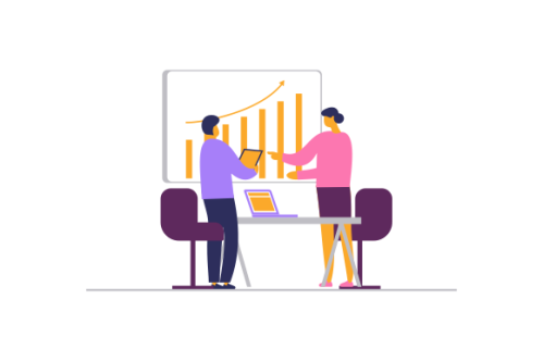 Business consulting concept illustration. Flat design with cartoon characters