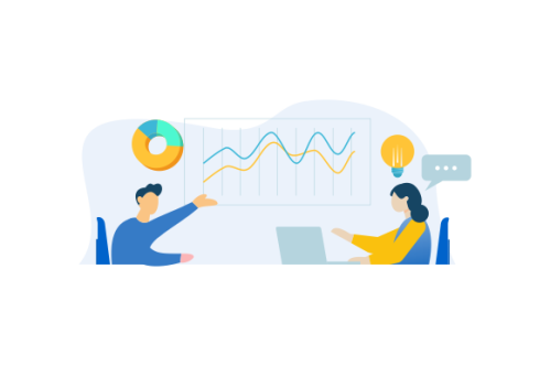 Business consulting concept illustration. Flat design with cartoon characters