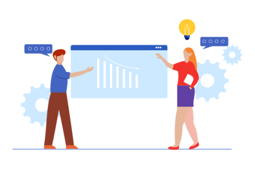 Business consulting concept illustration. Flat design with cartoon characters