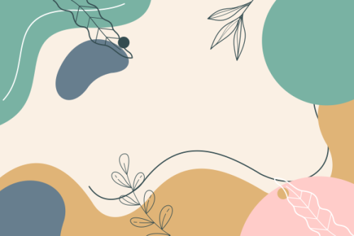 Colorful pastel minimalist background with line leaves