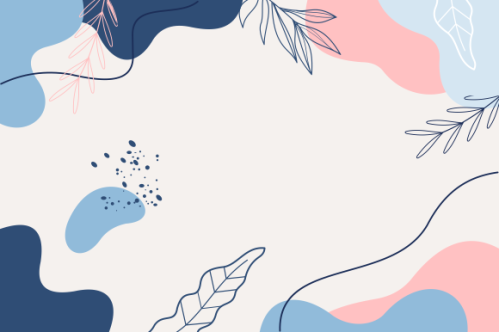 Colorful pastel minimalist background with line leaves