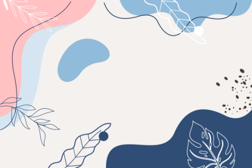 Colorful pastel minimalist background with line leaves