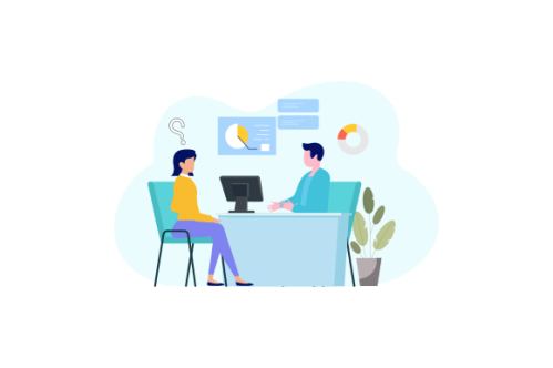 Business consulting concept illustration. Flat design with cartoon characters