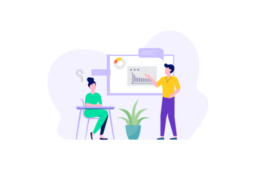Business consulting concept illustration. Flat design with cartoon characters