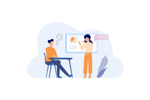 Business consulting concept illustration. Flat design with cartoon characters