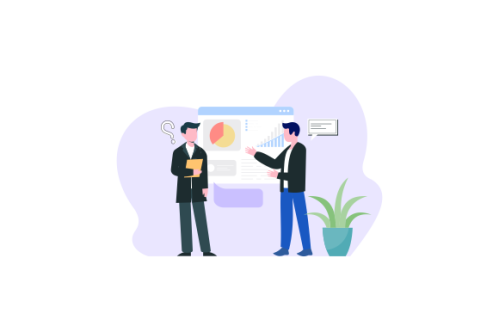Business consulting concept illustration. Flat design with cartoon characters
