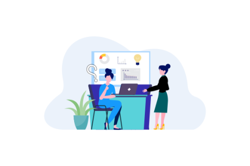 Business consulting concept illustration. Flat design with cartoon characters