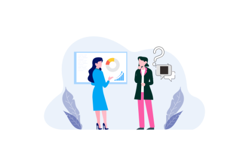 Business consulting concept illustration. Flat design with cartoon characters