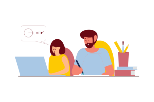 Kids having online lessons concept illustration